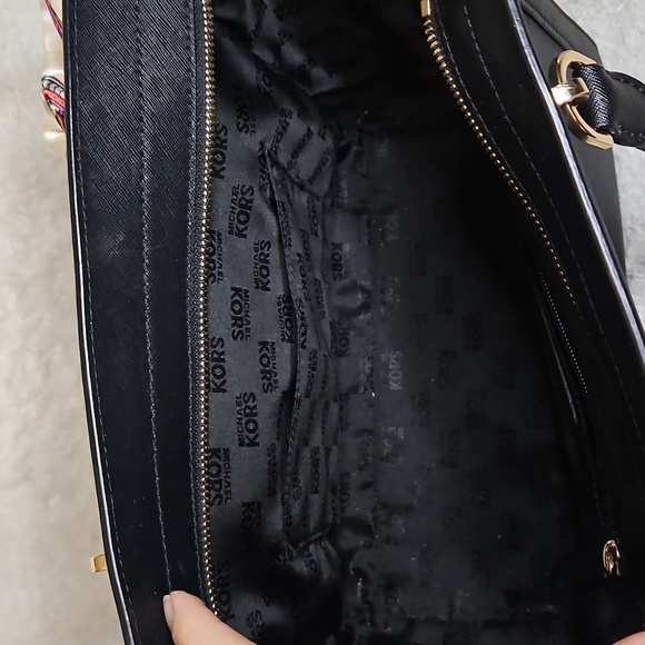 Michael Kors Tina Saffiano Leather Messenger Handbag - Picture 9 of 11